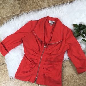 WOW! Joseph Ribkoff Red Blazer double ZIP Jacket